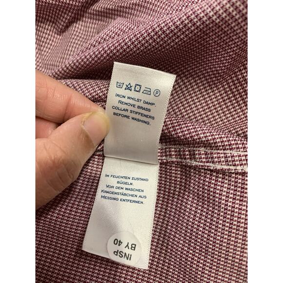 Charles Tyrwhitt Shirt Men's Large Slim Fit Maroon Button Up Collared Classic - Picture 13 of 14